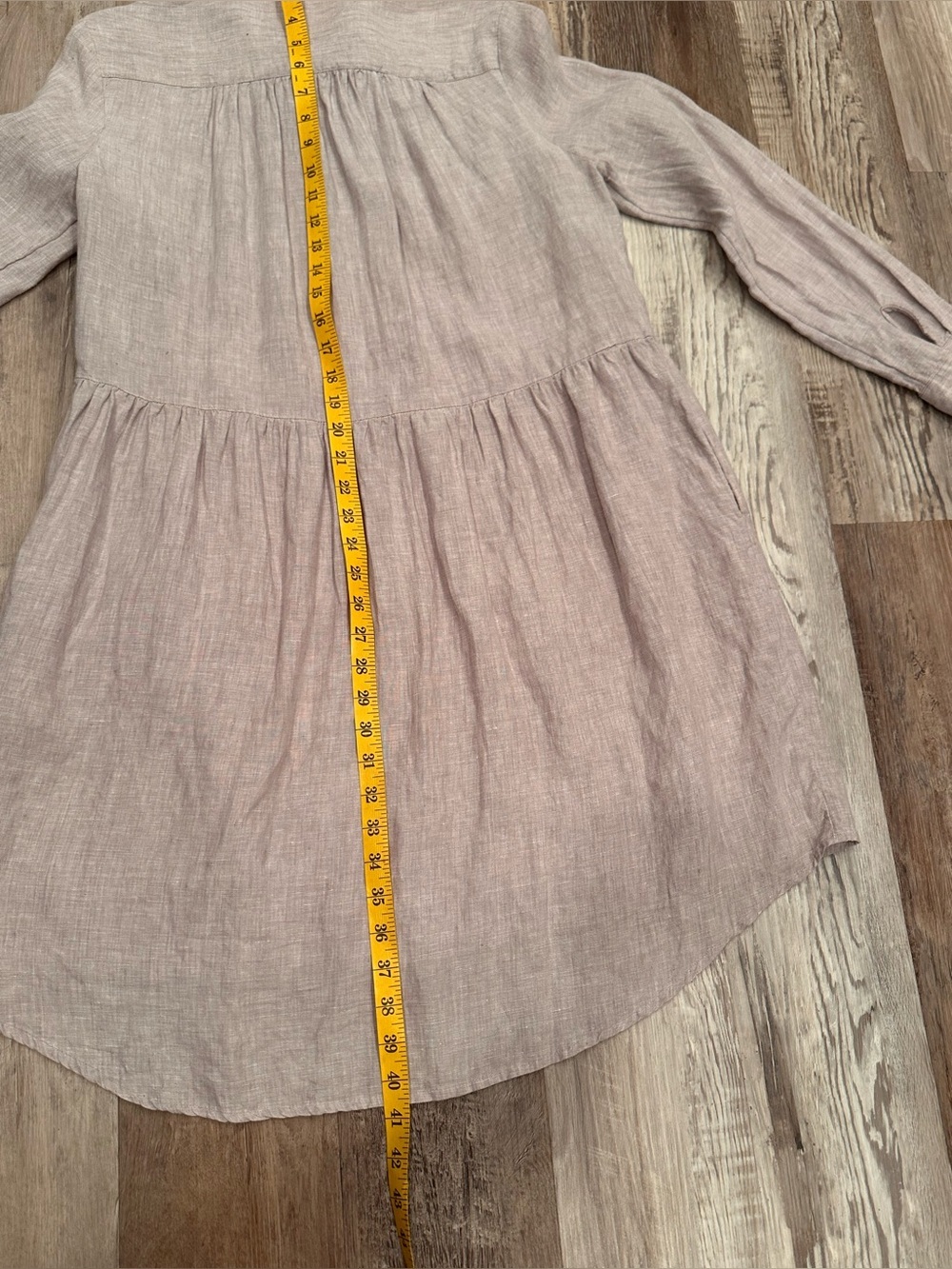 100% Linen Shirt Dress Long Sleeve MIDI Breathable Flowy Pockets Staple Sz S - Picture 5 of 14